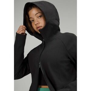 Lululemon Women Size 4 Repel Shell Rain Jacket Black Fleece Lined Waterproof